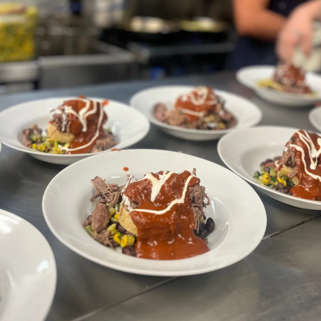 Table set for an evening dinner service