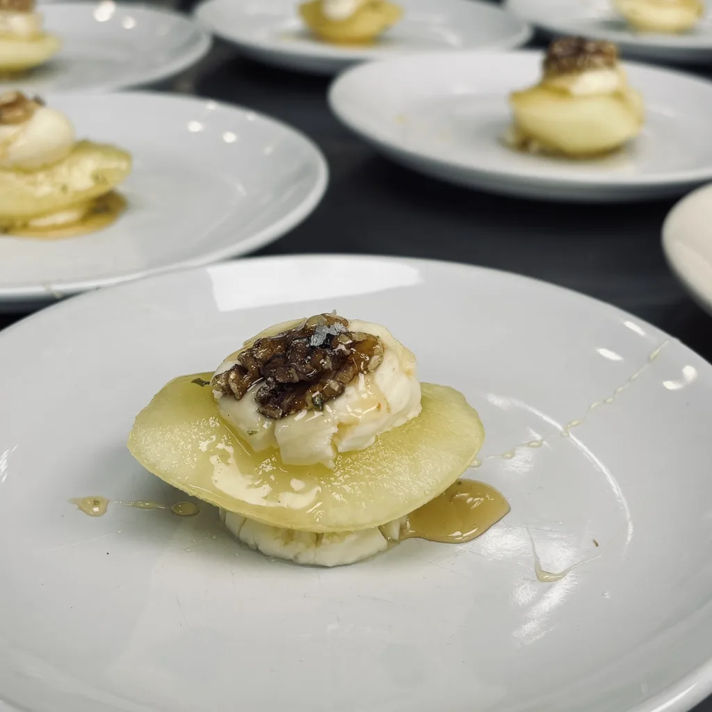 Dessert and coffee service at the table